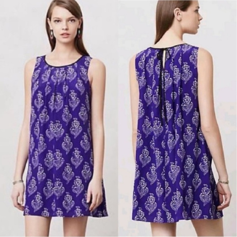 Anthropologie Maeve Purple Boho Floral Dress